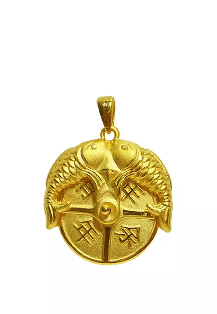 Free Necklace LITZ 999 24K Gold Fish Pendant EP0167 5.80g