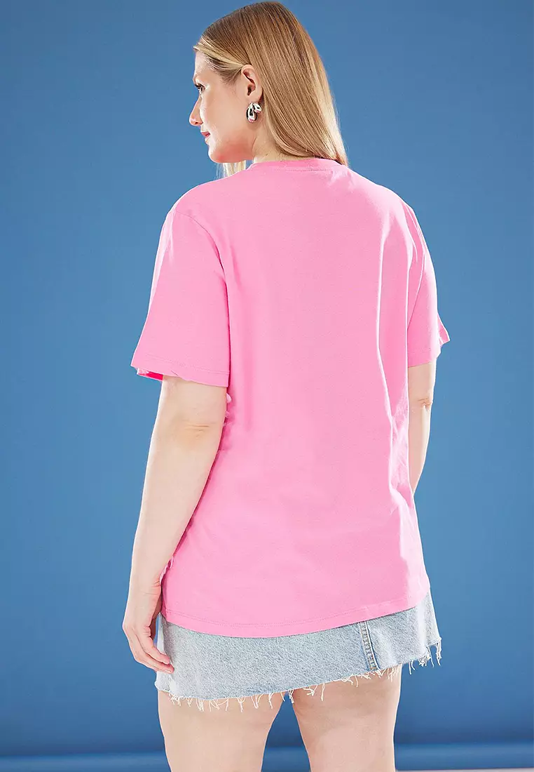 Ruffle Heart Detailed Boyfriend Fit T-Shirt