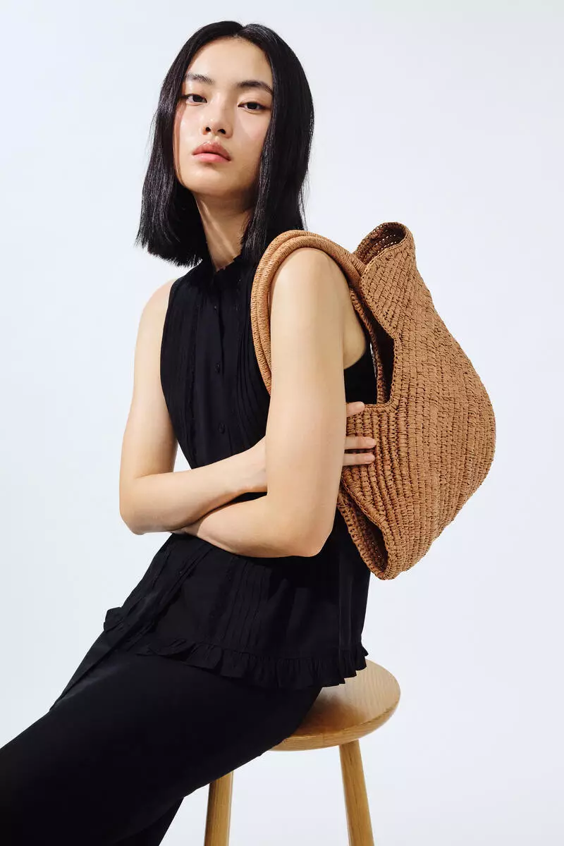 Frill-trimmed button-front blouse