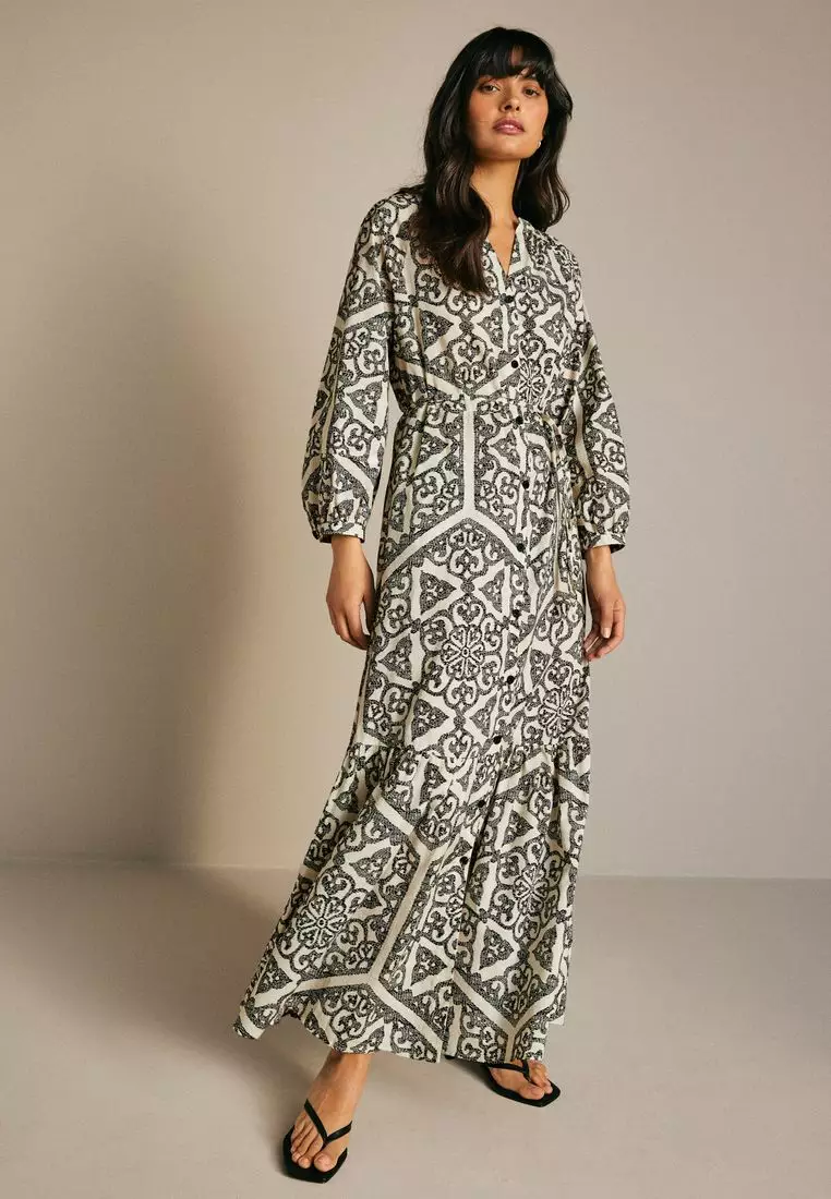 Long sleeve cotton maxi dress store