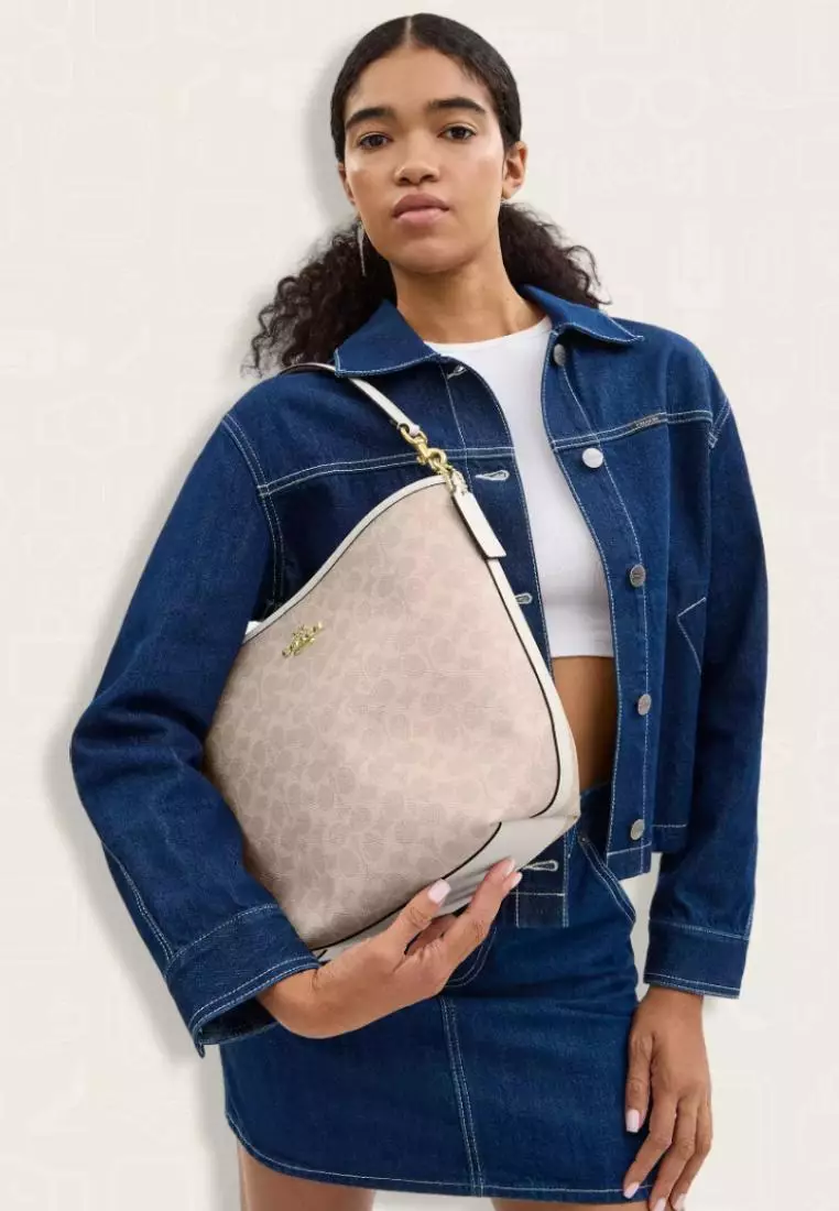 Coach City Large Bucket Bag In Signature Canvas Sand Chalk