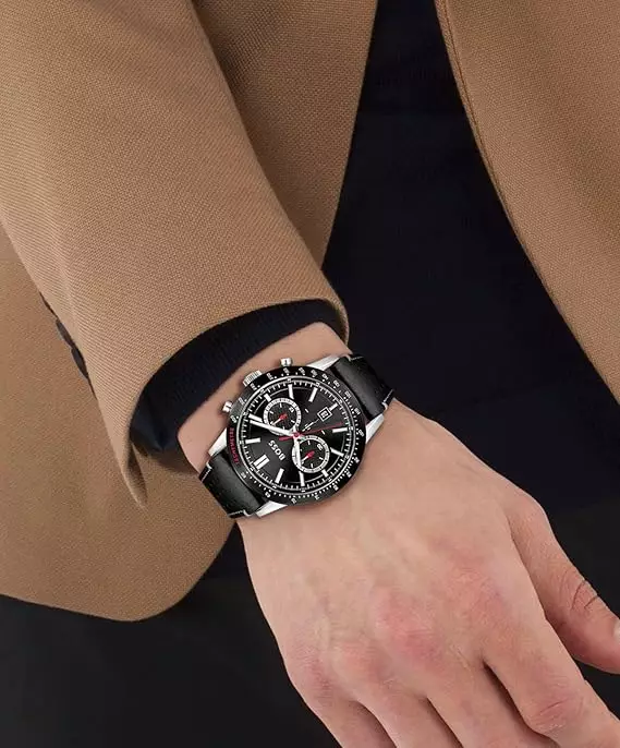 Hugo Boss Allure Black Dial Black Leather 1513920