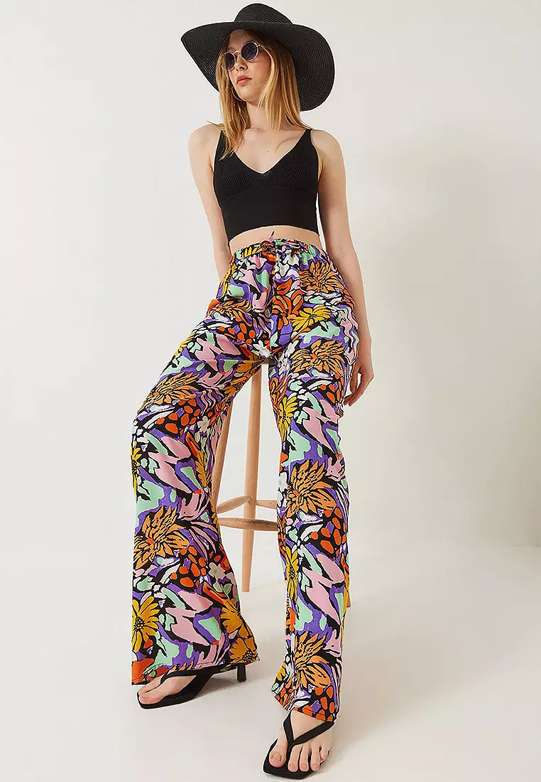 Waist Tied Patterned Trousers