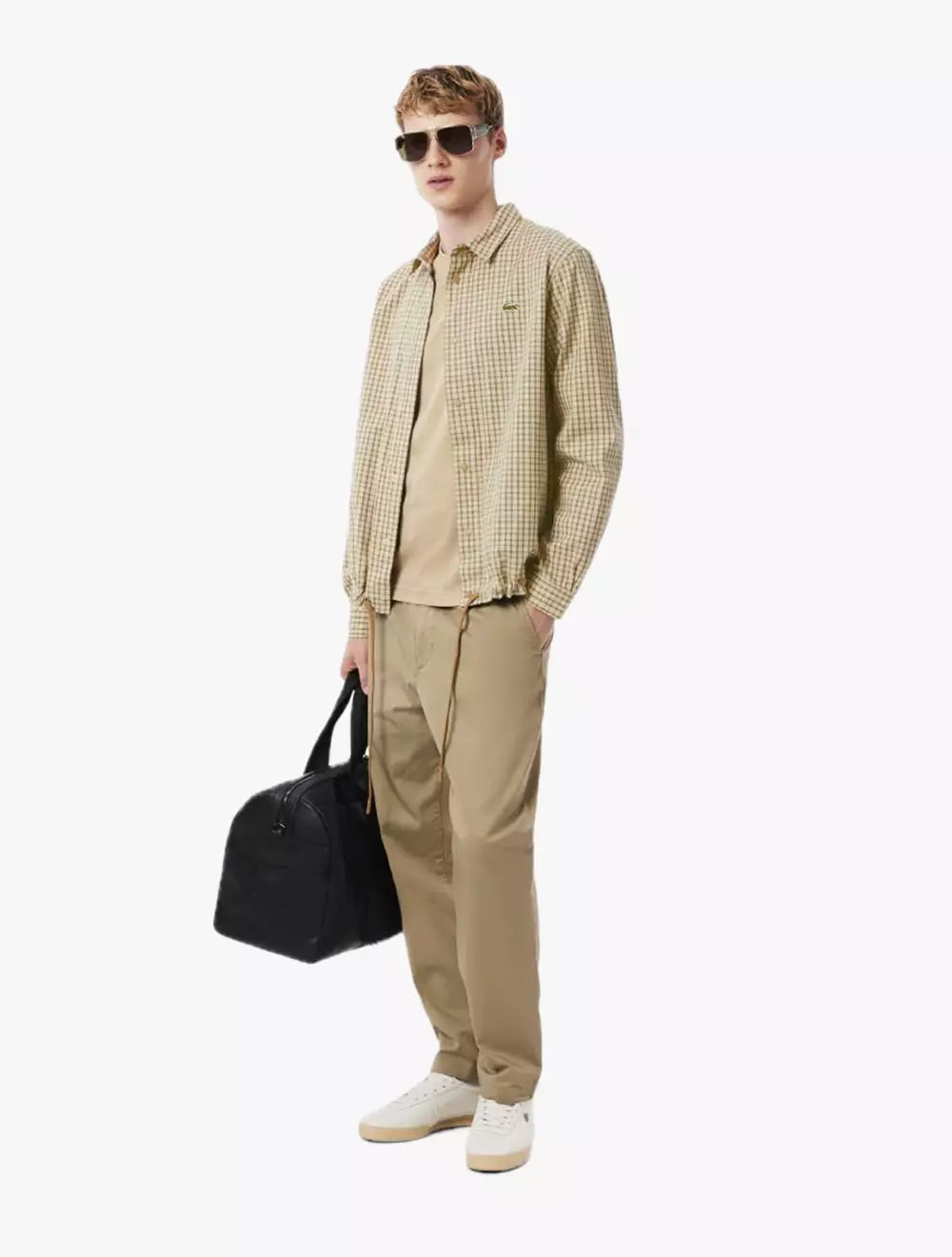 Oversized Heavy Cotton Plaid Overshirt - Brown