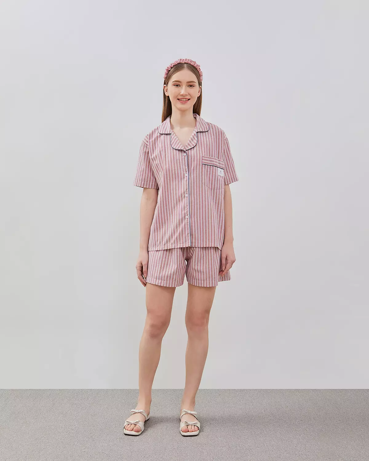 Set Piyama Katun Celana Pendek - Rose Toffe | Baju Tidur Sleepwear Wanita