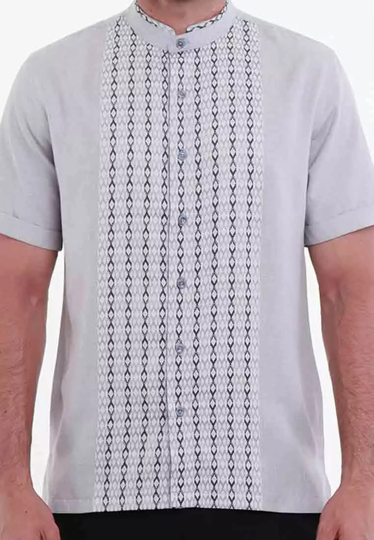 MAGINOT ZAFER GREY Koko Slim Fit Lengan Pendek