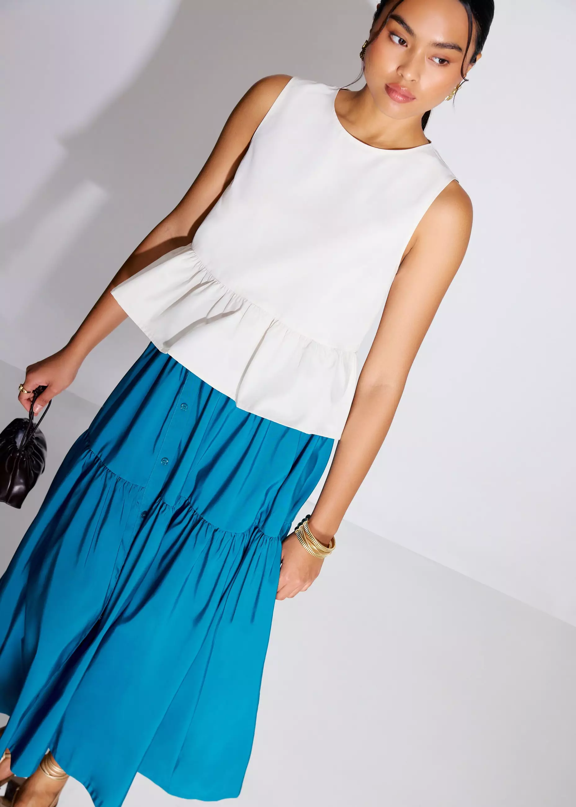 Atasan Wanita - Taffeta Peplum Shell Top