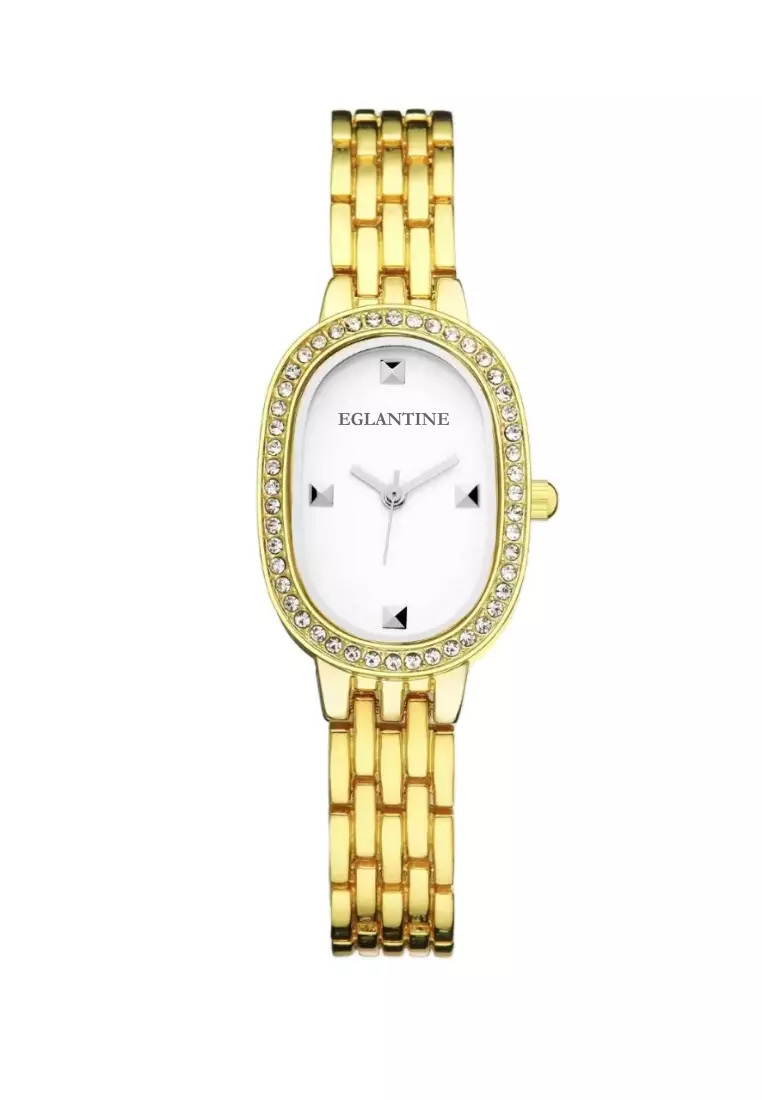 La Niçoise Ladies Gold Color Alloy Quartz Watch, White Dial, Gold Colored Finished Stainless Steel Bracelet
