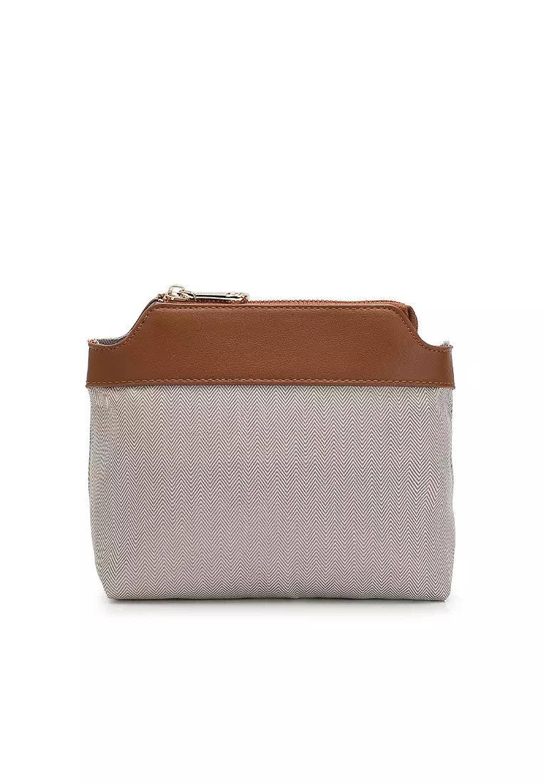 Women's Top Handle Bag / Sling Bag / Crossbody Bag / Shoulder Bag (Tas Tangan Wanita / Tas Selempang Wanita / Tas Bahu Wanita) - Krem / Cokelat