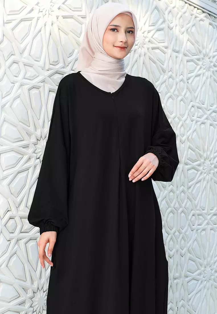 JV Hasanah Abaya Rayon Black | Gamis Abaya Rayon Jumbo Busui