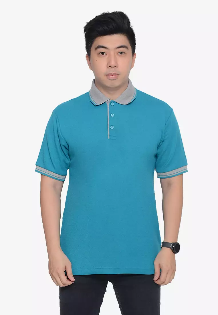 Andre Michel Kaos Polo Shirt Lengan Pendek Kerah Abu Biru Salem 933-82