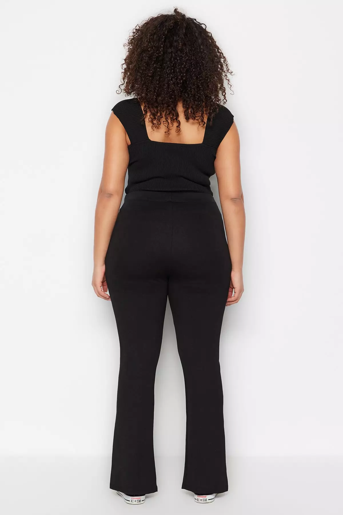 Skinny Knitted High Waist Trousers With Zipper