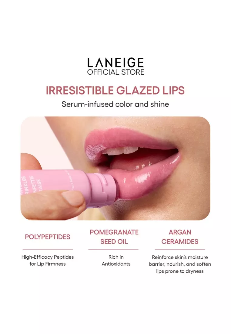 Laneige Glaze Craze Tinted Lip Serum (Strawberry Sprinkles) – 12G , comes in 6 buildable, donut-inspired flavours, Glossy lips, hydrating lips, tinted lips.