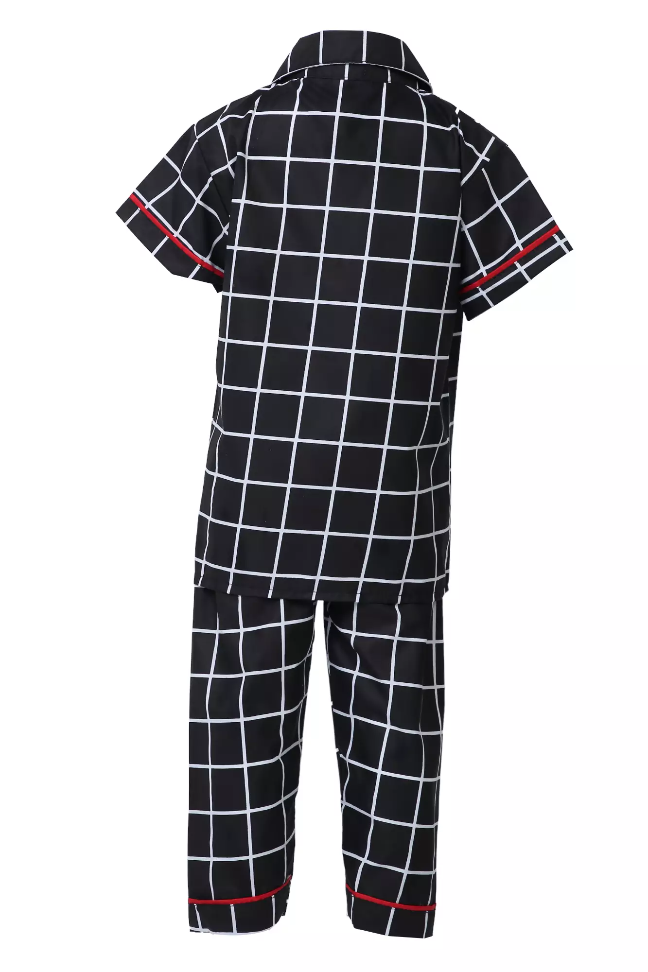Joyce Piyama Anak Unisex Plaid Motive Kids Pajamas Lengan Pendek Material Cotton ORIGINAL - Black