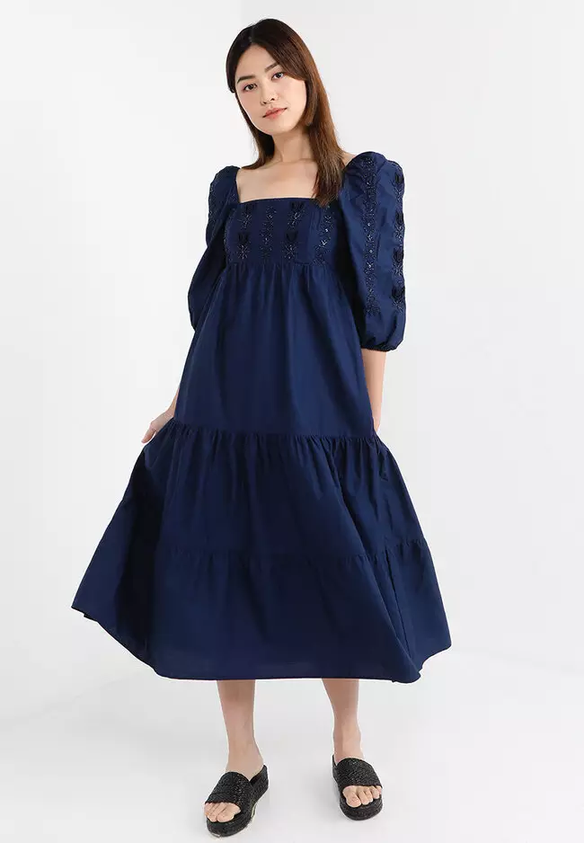 Buy Desigual Kalma Embroidered Midi Dress Online | ZALORA Malaysia