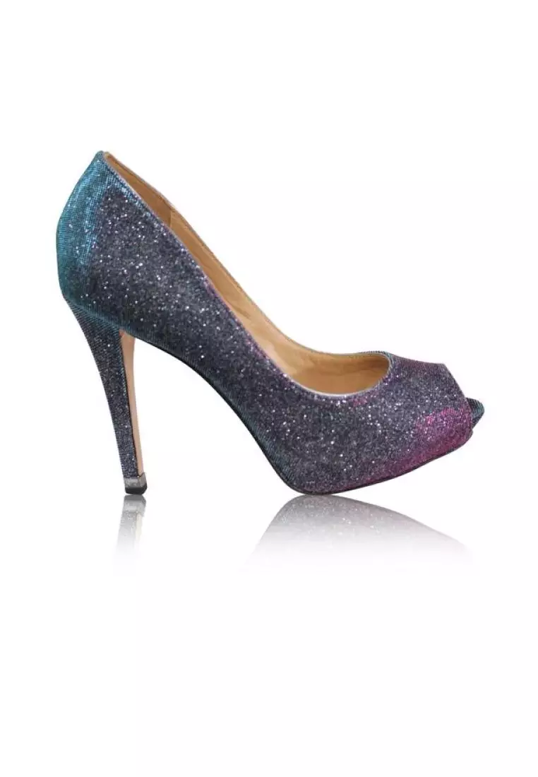Glitter peep hotsell toe pumps