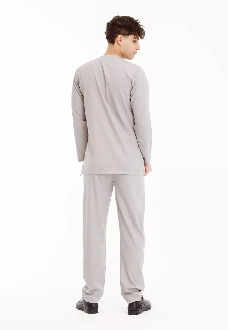 Forest x Hatta Dolmat Regular Fit Teluk Belanga Baju Melayu Set Ayah Anak Sedondon Baju Raya 2025  - BM23898-05LtGrey