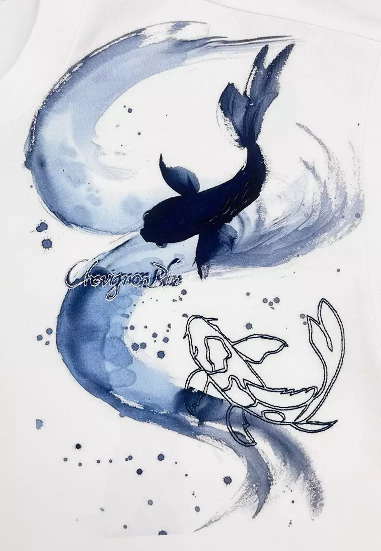 男裝V57錦鯉印花涼感短袖T恤