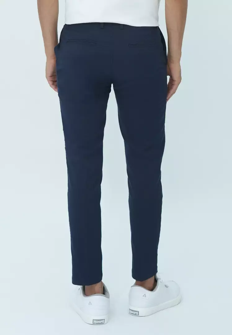 Johnwin - Celana Formal Sigma Ankle Pants - Celana Panjang Pria - Bahan Katun Polyester - Slim Fit - Biru Navy - F.1024.006.167.C