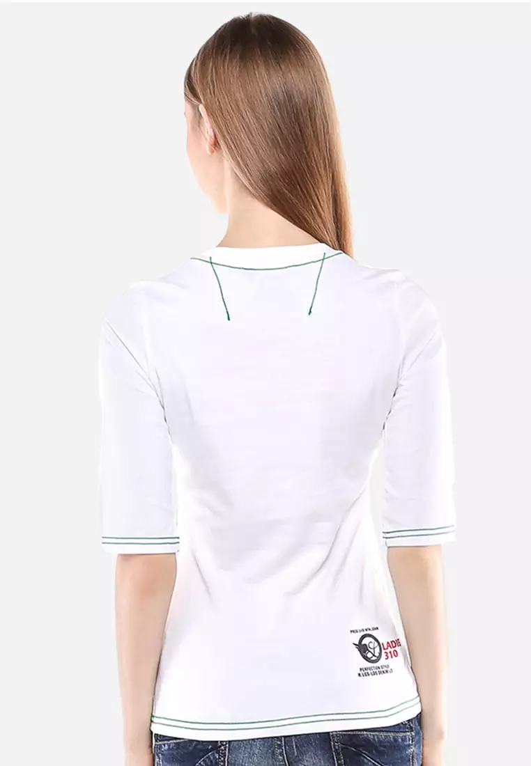 LGS - Slim Fit - Kaos Wanita - Putih - Gambar Logo