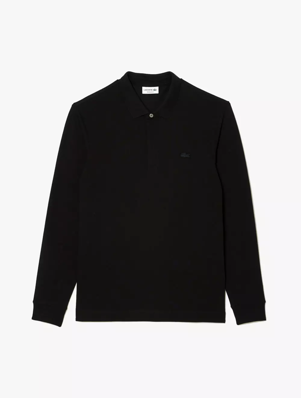 Smart Paris long sleeve stretch cotton Polo Shirt - Black