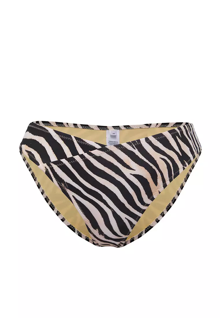 Zebra Patterned V Cut Brazilian Core Bikini Bottom