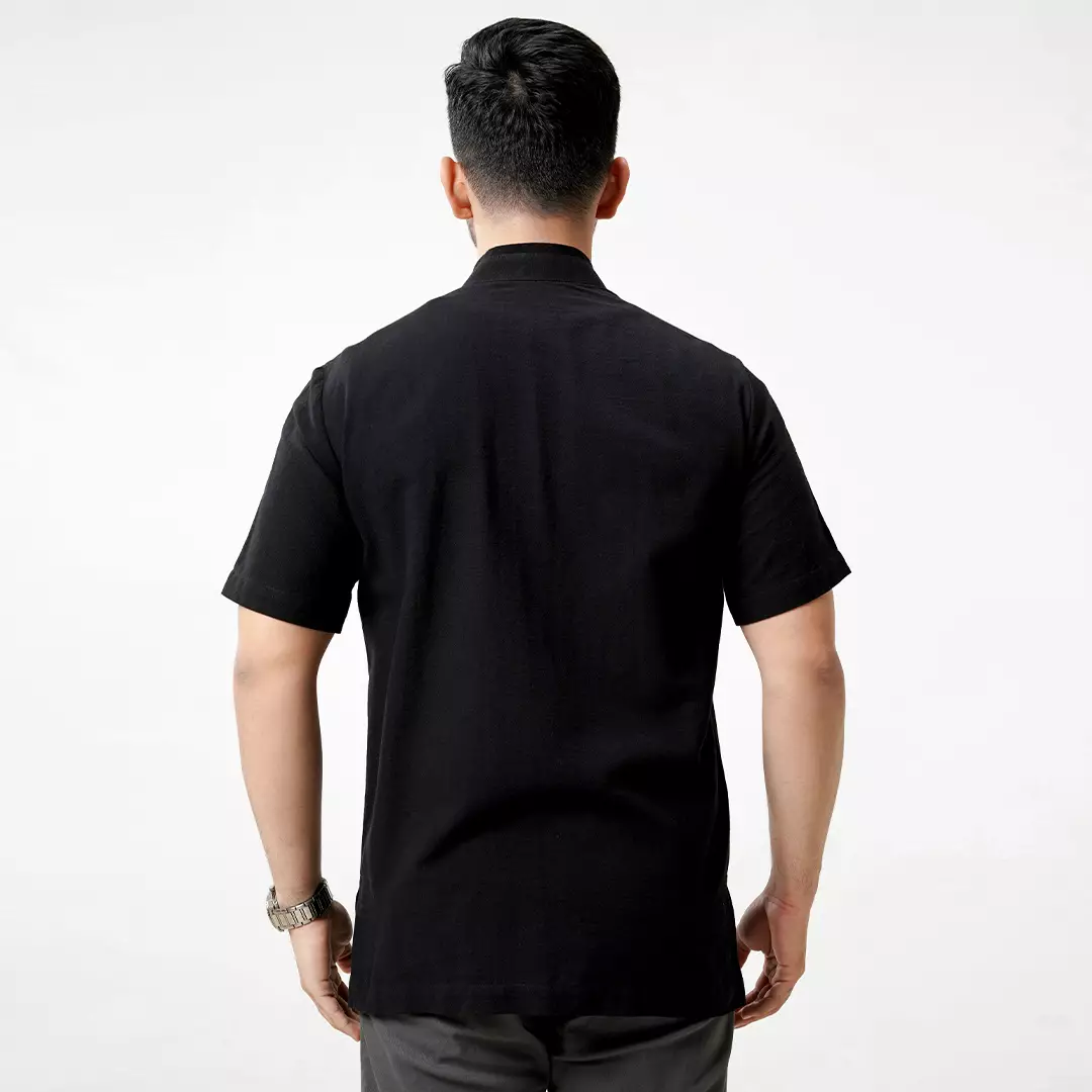 Rabbani - Kemeja Koko Muslim Pria Lengan Pendek Dewasa Kemko Madhava Exclusive - Hitam