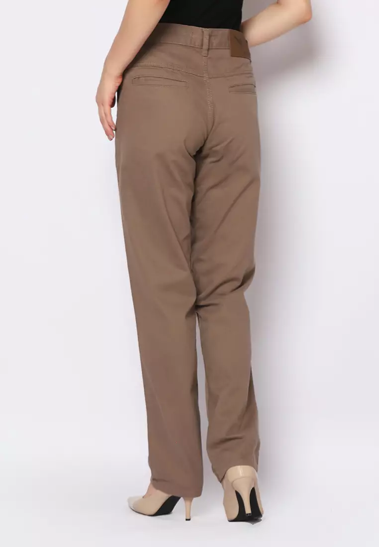 Twill Celana Panjang Wanita Slim Fit Cheerful Mocca 222506