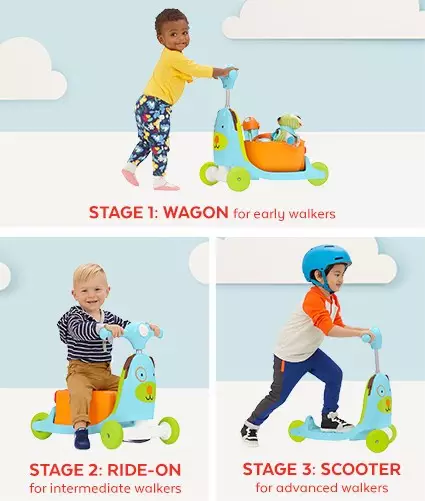 Skip Hop 3in1 Zoo Ride On Toy - Mainan Bunyi Kendaraan Skuter Anak (Fox)