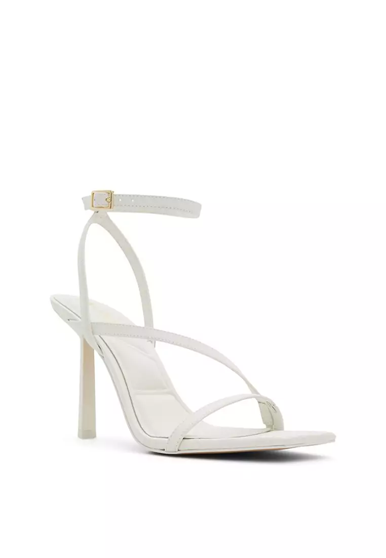 White strappy clearance heels closed toe