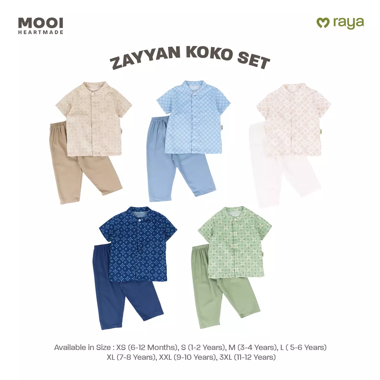 Mooi Zayyan Koko Set Setelan Koko Anak Raya Collection - Clary Sage
