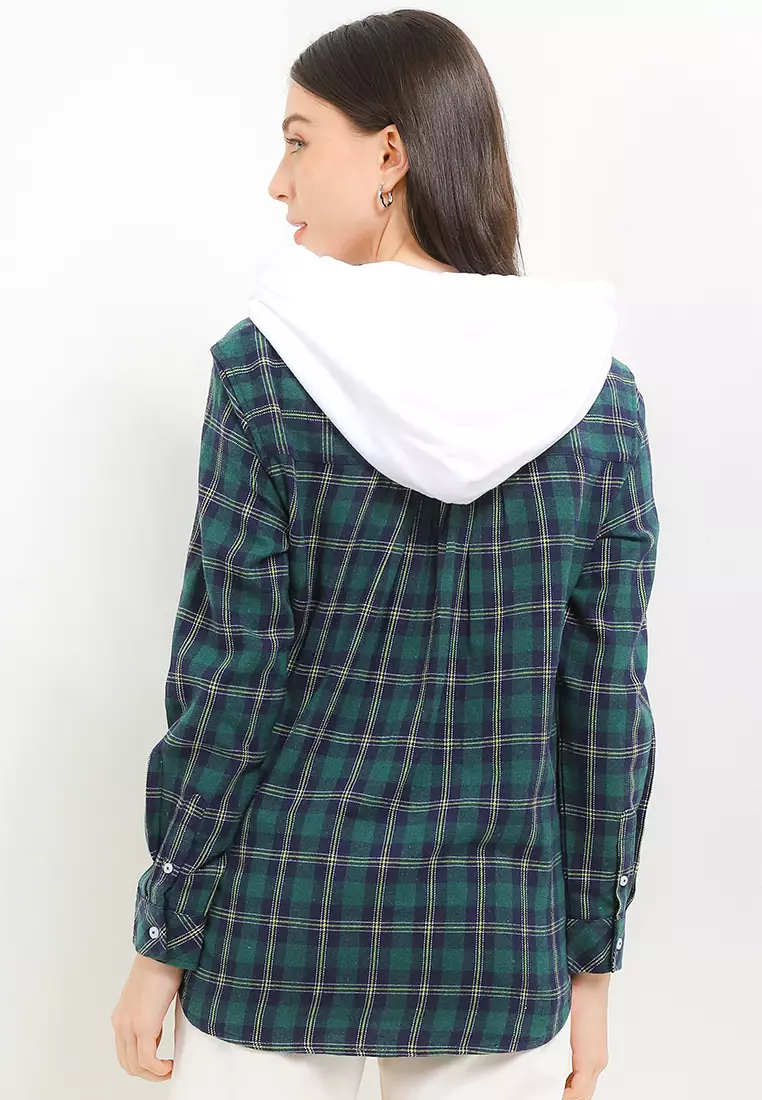 90S Hlola Flannel Shirt With Hoodie