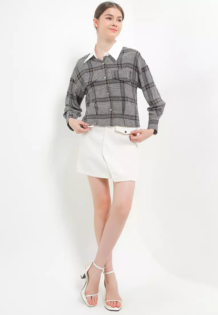 Mid Crop Plaid Shirt