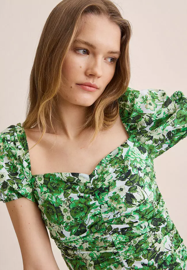 Ruched Printed Blouse