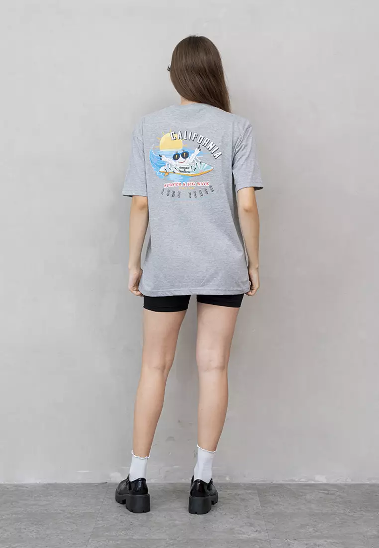 Kaos Abu t shirt polos wanita houseofcuff motif California