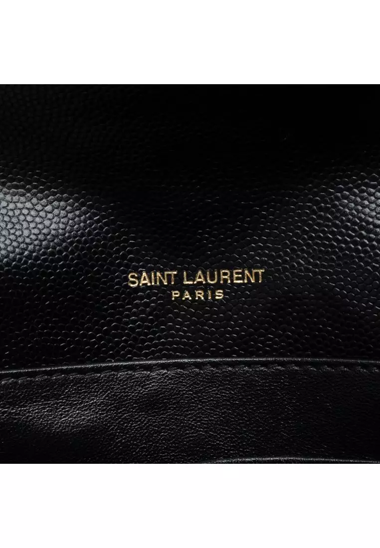 Pre-Loved Saint Laurent Grain De Poudre Monogram Cassandra Chain Wallet