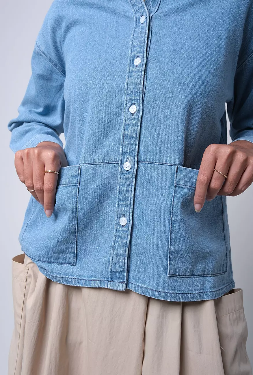 Kemeja Wanita Danilla Light Blue Chambray