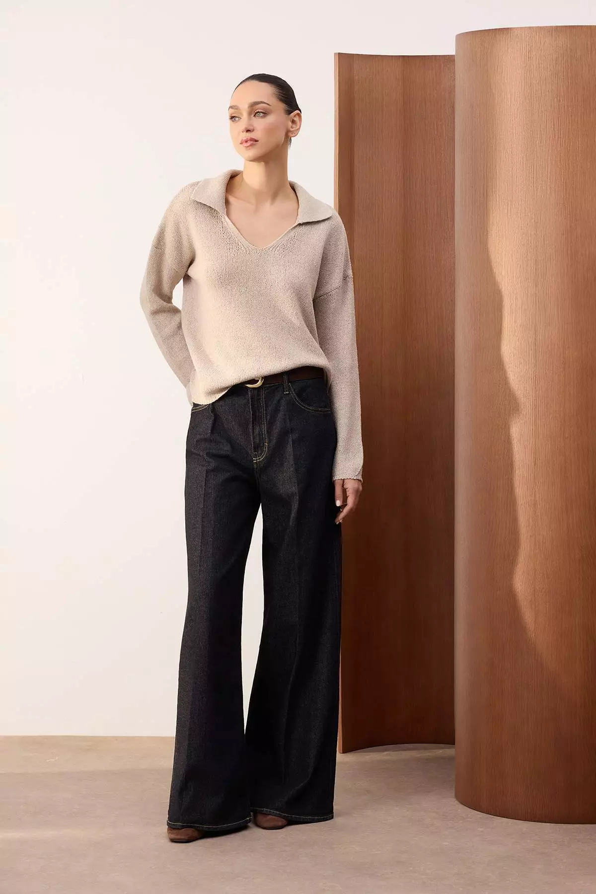 Wardrobe Essentials Mink Wide Fit Blouse Look Knitwear Sweater Twoss26Kz1