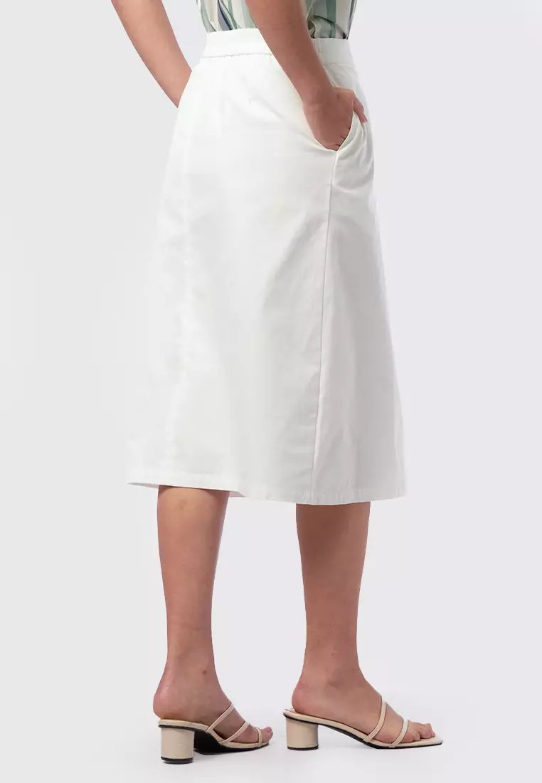 Straight Cut Midi Skirt OFF WHITE