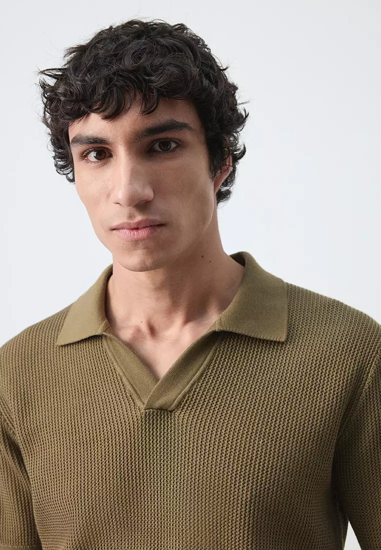 100% Cotton Knitted Structure Polo Shirt