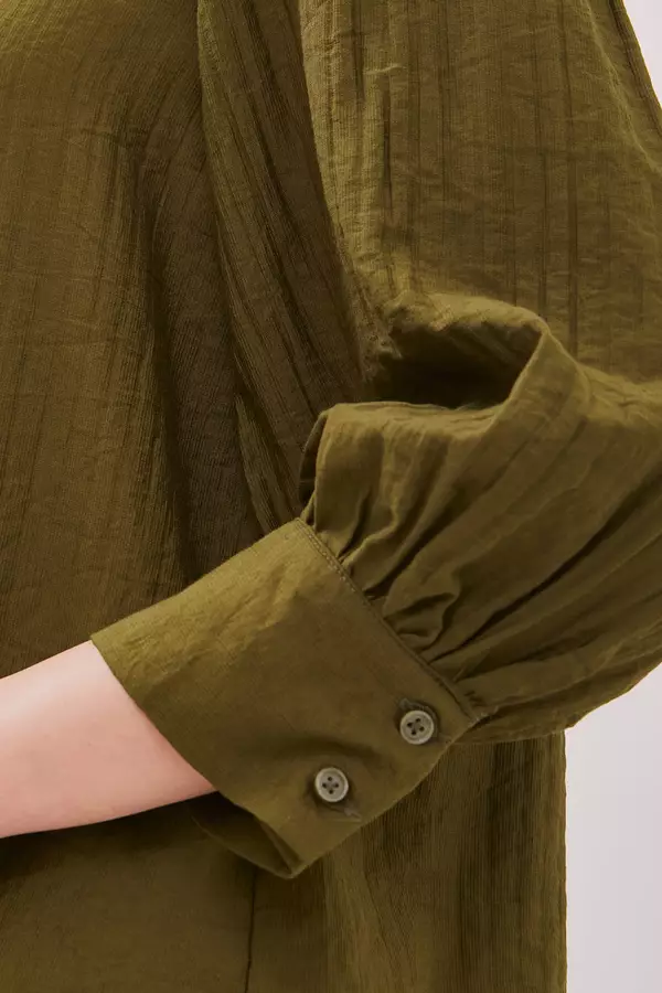 MINIMAL - Baverlie - Blus Motif Garis - Dark Olive Colour Olive_Dark