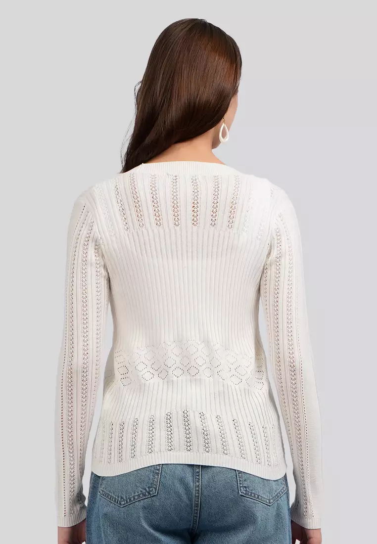 Lace Stitched Long Sleeve Cardigan