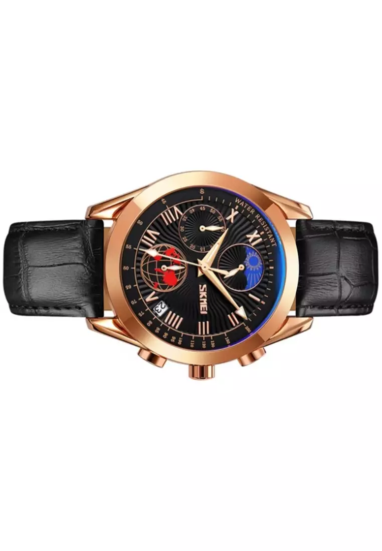 Jam Tangan Analog Pria Waterproof Many Function Strap Tali Material PU Leather BL42 ORIGINAL