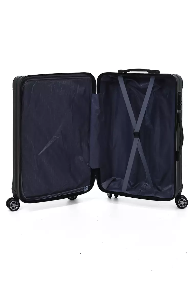 Isvara Tas Koper Hardcase Unisex One Set Suitcase Number Code Combination Lock Large Compartment Material ABS+PVC Coated ORIGINAL - Green