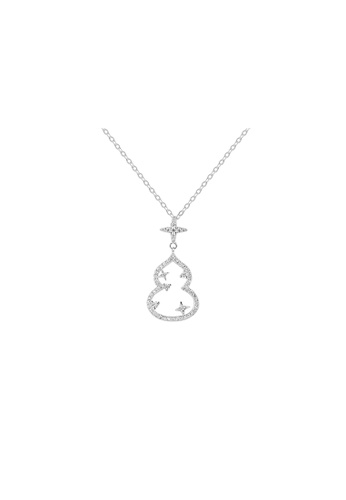 ZITIQUE silver Women's Diamond Embedded Hollowed Gourd Necklace - Silver 0E074ACDC01EB6GS_1