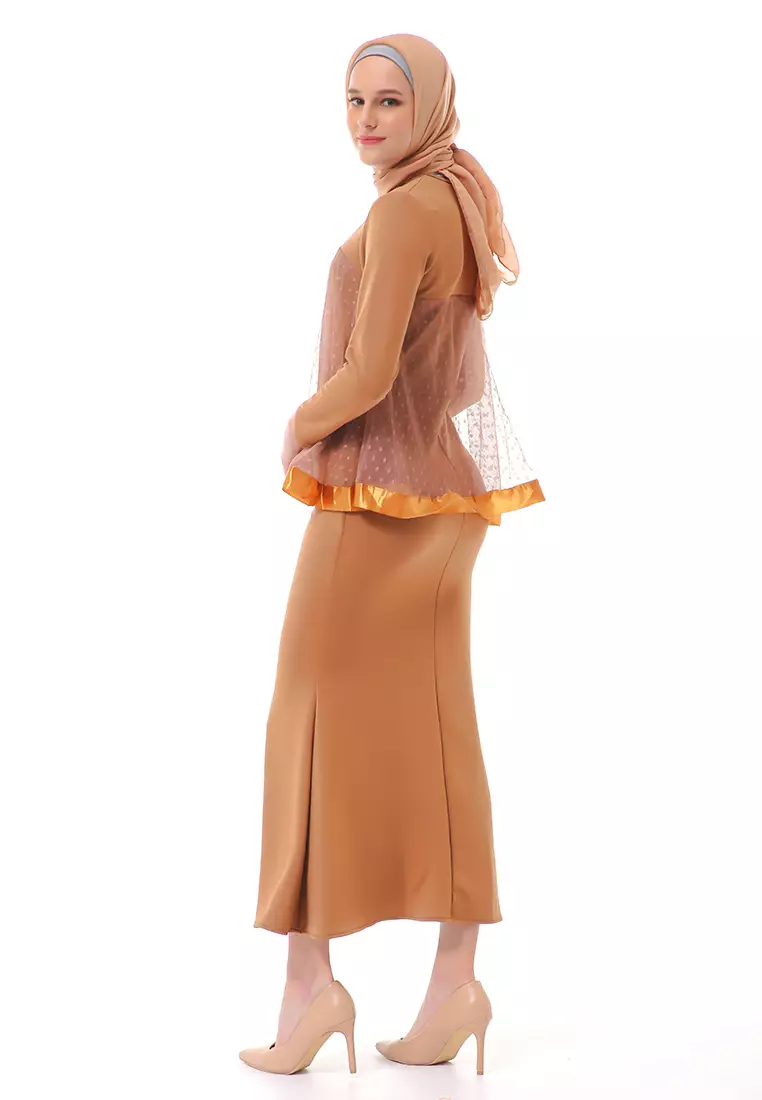 Gaun Model Duyung Fashion Muslimah Atasan Wanita Long Stlye Premium High Quality - Mocha