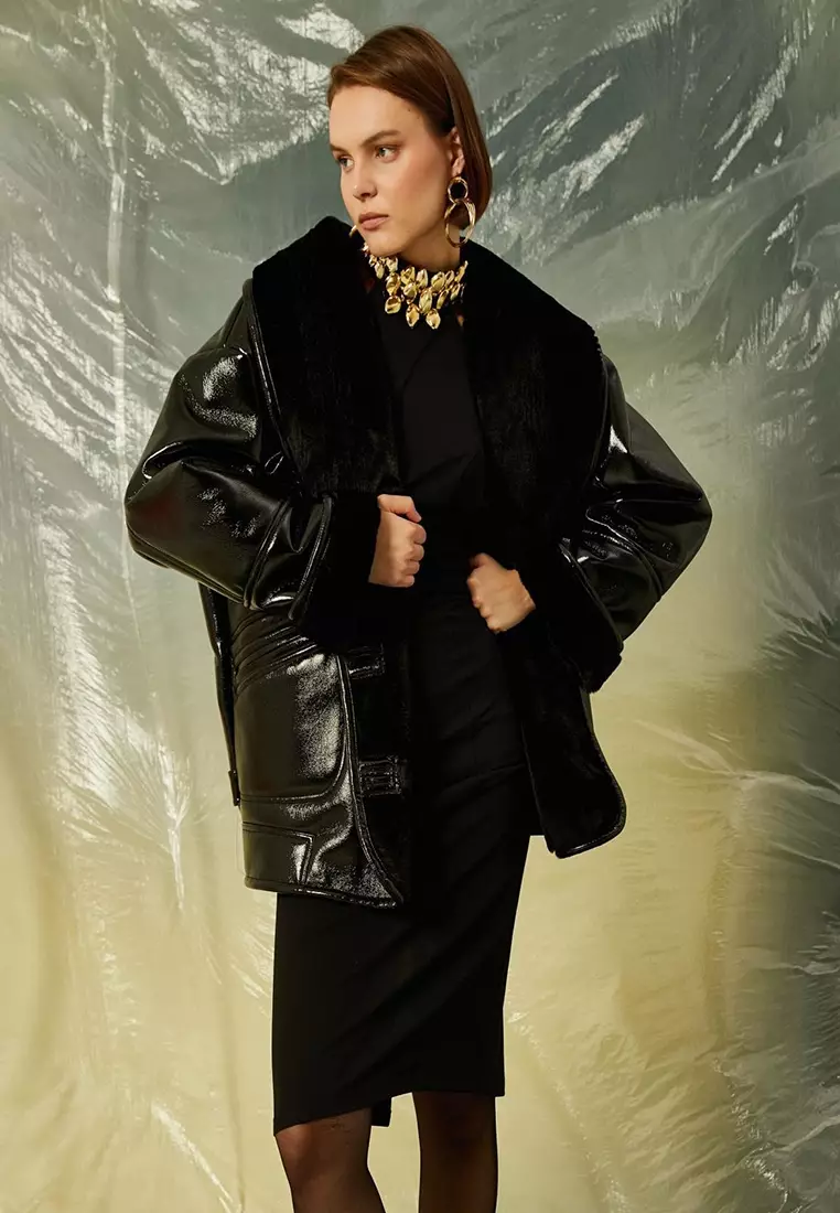 Wrap Faux Leather Jacket