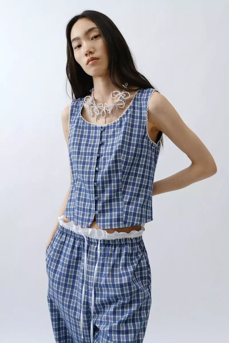 Double-waistband drawstring trousers