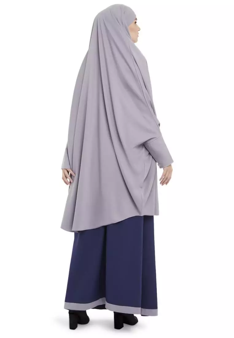 French Khimar Set Rok Wanita Muslimah Marwah - Navy Abu