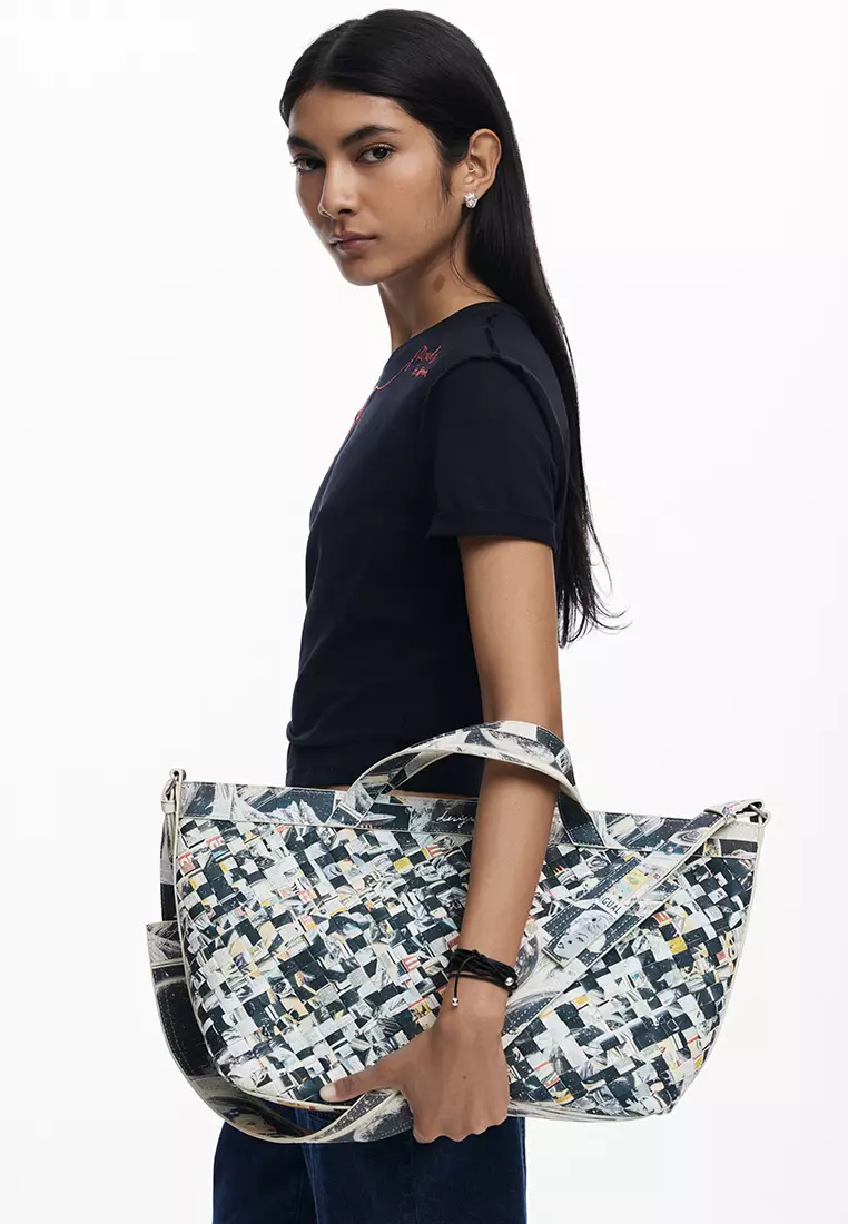 Medium braided shopper bag